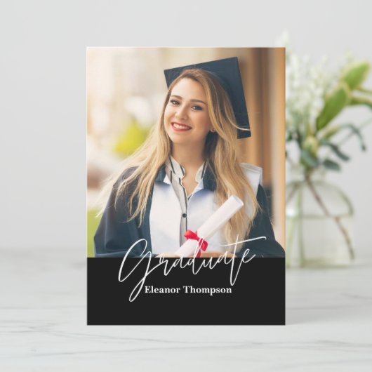 ミニマモダンリスト:白黒(写真付) 招待状 (スタンド正面)