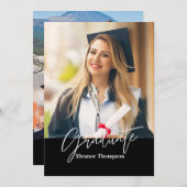 ミニマモダンリスト:白黒(写真付) 招待状 (正面/裏面)