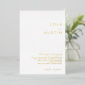 ミニマモダンリスト |結婚金ゴールド実在 箔招待状 (立ち正面)