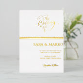 ミニマモダンリスト |金ゴールド結婚のホイル実在ー 箔招待状 (立ち正面)