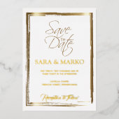 ミニマモダンリスト |金ゴールド 箔招待状 (正面)