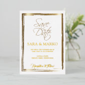 ミニマモダンリスト |金ゴールド 箔招待状 (立ち正面)