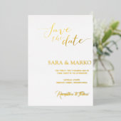 ミニマモダンリスト |金ゴールド 箔招待状 (立ち正面)