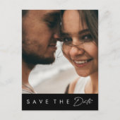 ミニマモダンリスト |黒いはっきりした写真の日付を保存 インビテーションポストカード (正面)