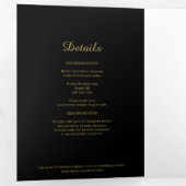 ミニマモダンリスト |黒い金ゴールド 三つ折り招待状 (内部最初)