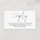 ミニマモダンリスト、Black Script、オンラインRSVP エンクロージャーカード (正面)