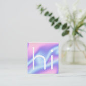 ミニマモダンリスト"hi"ホログラフィックデザイン スクエア名刺 (スタンド正面)