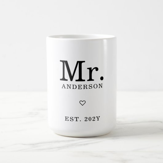 ミニマモダンリスト「Mr. Est」名前をカスタムする コーヒーマグカップ (中央)