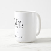 ミニマモダンリスト「Mr. Est」名前をカスタムする コーヒーマグカップ (正面右)