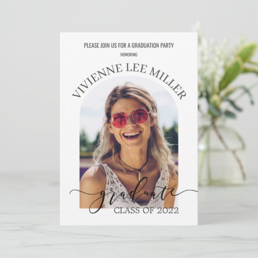 ミニマモダンリストArch写真写真卒業 招待状 (スタンド正面)