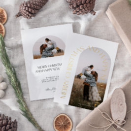 ミニマモダンリストArch 2写真メリークリスマスフォイ 箔シーズンカード