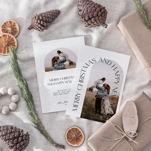 ミニマモダンリストArch 2写真メリークリスマスホール シーズンカード