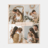 ミニマモダンリストBeige 4家族の写真 フリースブランケット (正面)