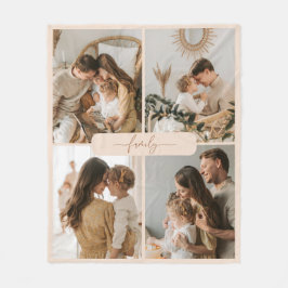 ミニマモダンリストBeige 4家族の写真 フリースブランケット