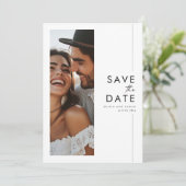 ミニマモダンリストBoho写真日付を保存 招待状 (スタンド正面)
