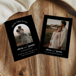 ミニマモダンリストBoho日付写真カードを保存 招待状