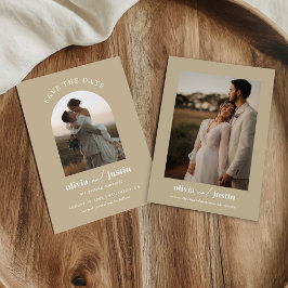 ミニマモダンリストBoho日付写真カードを保存 招待状