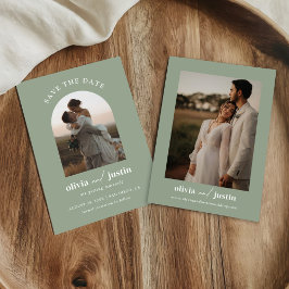 ミニマモダンリストBoho日付写真カードを保存 招待状