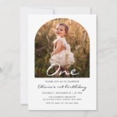 ミニマモダンリストBoho 1st Birthday Photo 招待状 (正面)