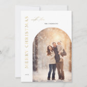 ミニマモダンリストBoho Arch写真クリスマスファミリー シーズンカード (正面)