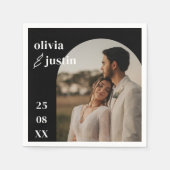 ミニマモダンリストBoho Arch Photo結婚's スタンダードカクテルナプキン (正面)