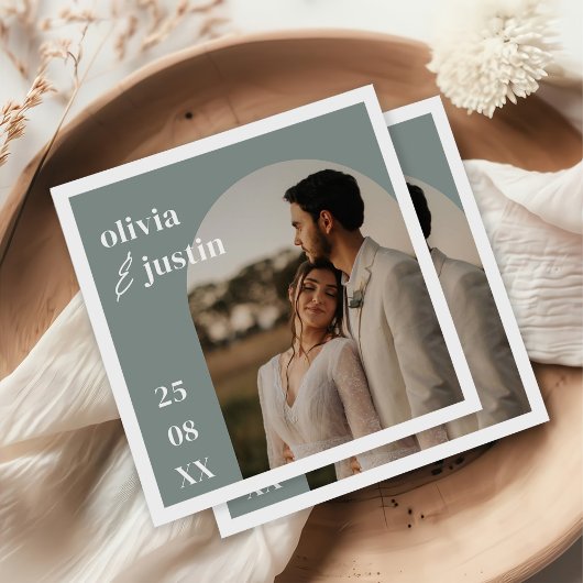 ミニマモダンリストBoho Arch Photo結婚's スタンダードカクテルナプキン