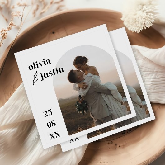 ミニマモダンリストBoho Arch Photo結婚's スタンダードカクテルナプキン