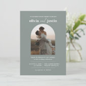 ミニマモダンリストBoho Arch Photo結婚's 招待状 (スタンド正面)