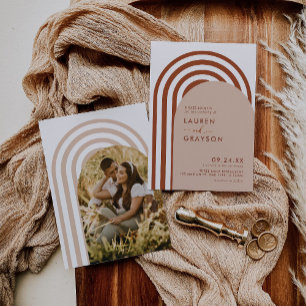 ミニマモダンリストBoho Arch Photo結婚's 招待状