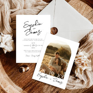 ミニマモダンリストBoho Arch Photo結婚's 招待状