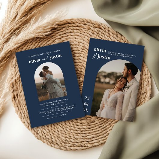 ミニマモダンリストBoho Arch Photo結婚's 招待状