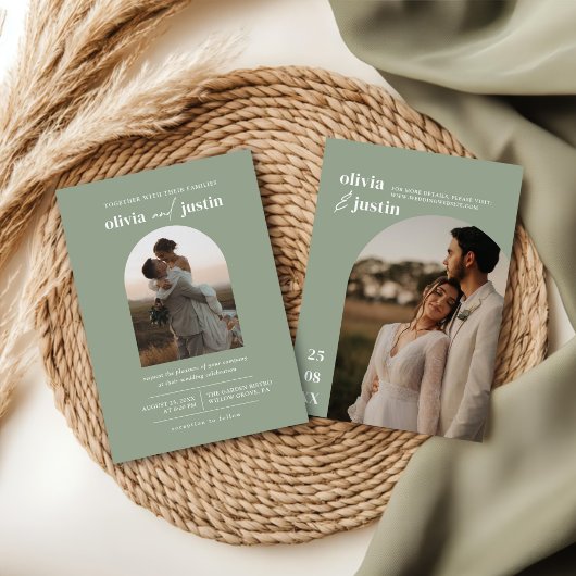 ミニマモダンリストBoho Arch Photo結婚's 招待状