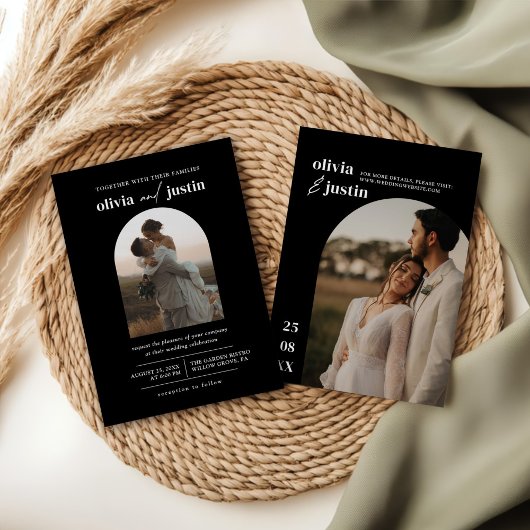 ミニマモダンリストBoho Arch Photo結婚's 招待状