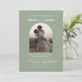 ミニマモダンリストBoho Arch Photo結婚's 招待状 (スタンド正面)