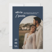 ミニマモダンリストBoho Arch Photo結婚's 招待状 (裏面)