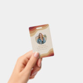 ミニマモダンリストBoho Beige写真QR名 バッジ (Handheld)