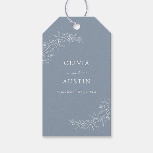 ミニマモダンリストBoho Dusty Blue結婚ズ ギフトタグ (正面)