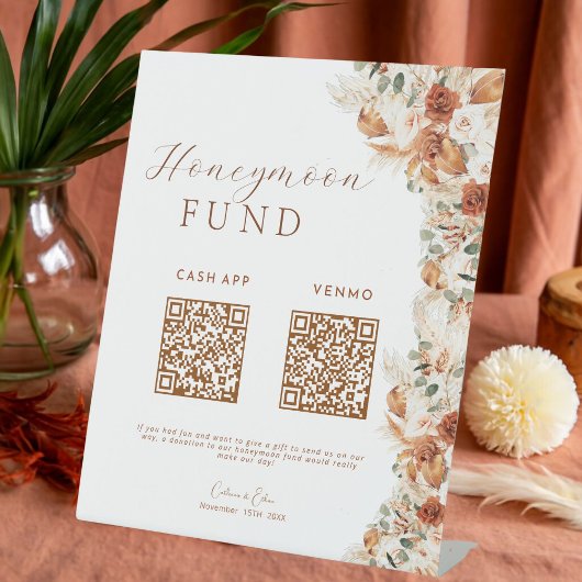 ミニマモダンリストBoho Honeymoon Wish QRコードサイン 台座サイン