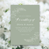 ミニマモダンリストBoho Sage Green QRコード結婚s 招待状