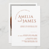 ミニマモダンリストBoho Terracotta写真結婚の 招待状 (正面/裏面)