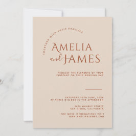 ミニマモダンリストBoho Terracotta写真結婚の 招待状