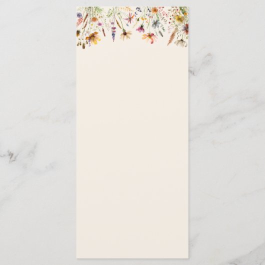 ミニマモダンリストBoho Wildflowerフローラ結婚ズ メニュー (裏面)