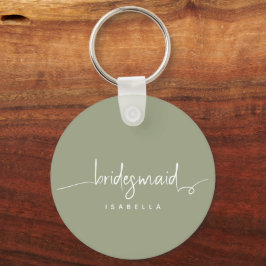 ミニマモダンリストBridesmaidスクリプトSage Green キーホルダー