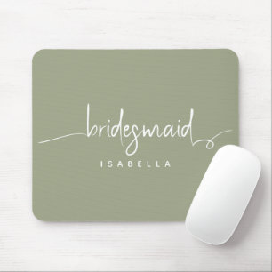 ミニマモダンリストBridesmaidスクリプトSage Green マウスパッド