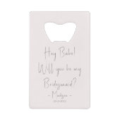 ミニマモダンリストBridesmaid提案スクリプト赤面 クレジットカード栓抜き (正面)