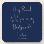 ミニマモダンリストBridesmaid Proposal Script Navy コースター (正面)