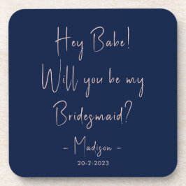 ミニマモダンリストBridesmaid Proposal Script Navy コースター