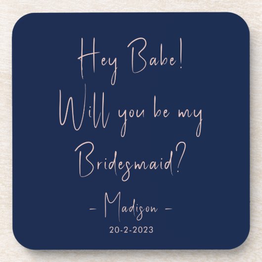 ミニマモダンリストBridesmaid Proposal Script Navy コースター (正面)