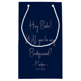 ミニマモダンリストBridesmaid Proposal Script Navy スモールペーパーバッグ