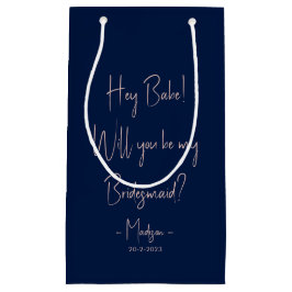 ミニマモダンリストBridesmaid Proposal Script Navy スモールペーパーバッグ